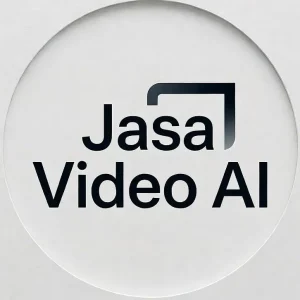 Representasi visual logo lingkaran untuk jasa video berbasis kecerdasan buatan.