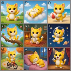 Ilustrasi karakter animasi digital yang dibuat menggunakan teknologi AI.